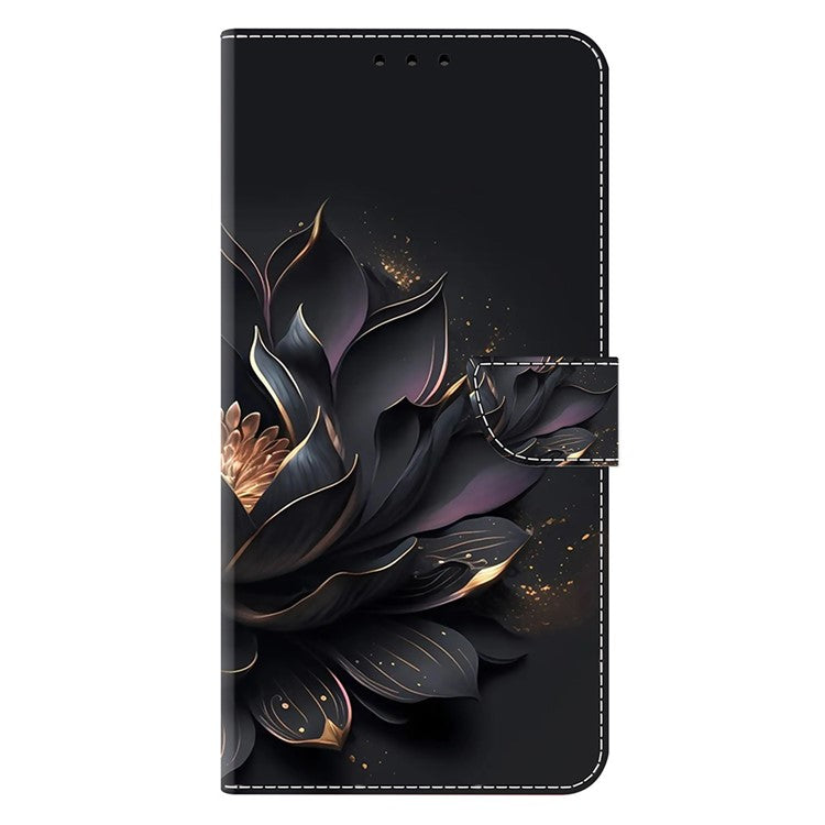 For Google Pixel 9a Case Magnetic Clasp 3D Pattern Leather Wallet Phone Cover - Purple Lotus