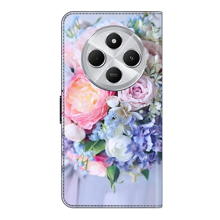 Phone Case For Xiaomi Redmi 14C 4G / 14R 5G / Poco C75 4G Magnetic Clasp 3D Pattern Leather Wallet Phone Cover - Colorful Flower