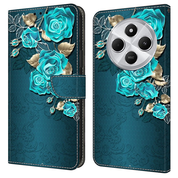 Phone Case For Xiaomi Redmi 14C 4G / 14R 5G / Poco C75 4G Magnetic Clasp 3D Pattern Leather Wallet Phone Cover - Blue Rose