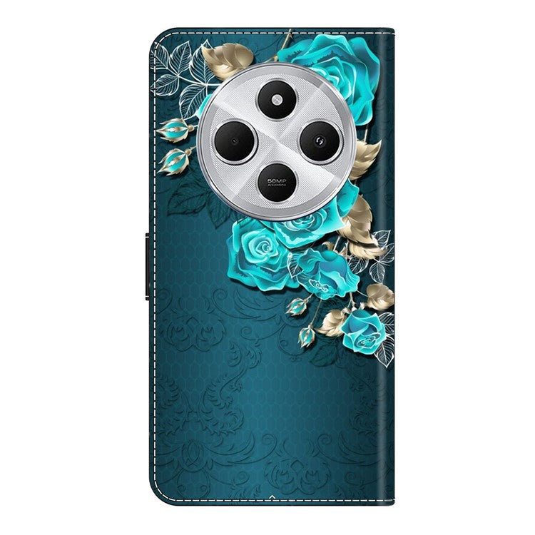 Phone Case For Xiaomi Redmi 14C 4G / 14R 5G / Poco C75 4G Magnetic Clasp 3D Pattern Leather Wallet Phone Cover - Blue Rose