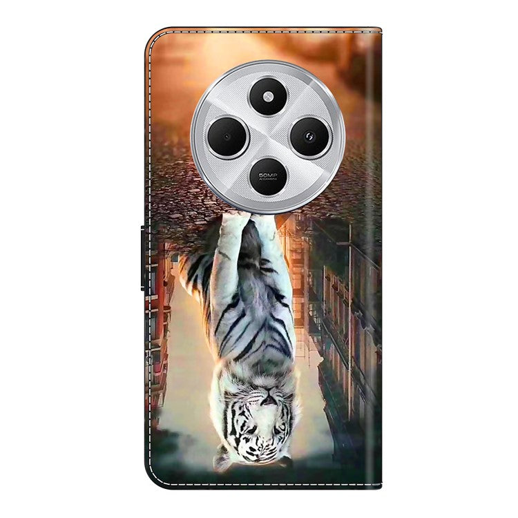 Phone Case For Xiaomi Redmi 14C 4G / 14R 5G / Poco C75 4G Magnetic Clasp 3D Pattern Leather Wallet Phone Cover - Cat and Tiger