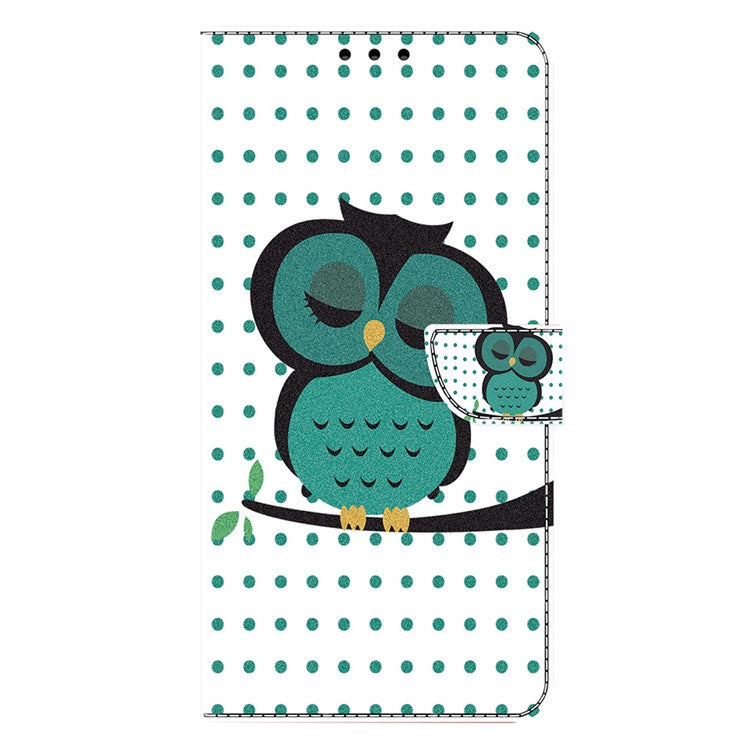 Phone Case For Xiaomi Redmi 14C 4G / 14R 5G / Poco C75 4G Magnetic Clasp 3D Pattern Leather Wallet Phone Cover - Sleeping Owl