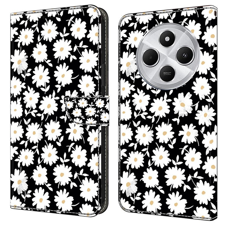 Phone Case For Xiaomi Redmi 14C 4G / 14R 5G / Poco C75 4G Magnetic Clasp 3D Pattern Leather Wallet Phone Cover - Floral