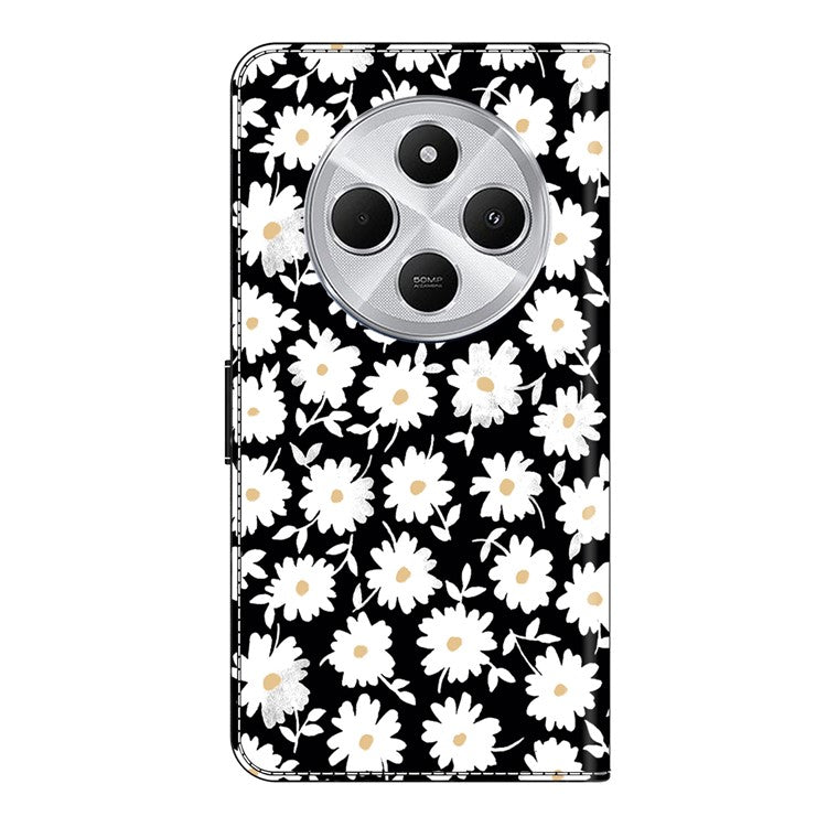 Phone Case For Xiaomi Redmi 14C 4G / 14R 5G / Poco C75 4G Magnetic Clasp 3D Pattern Leather Wallet Phone Cover - Floral