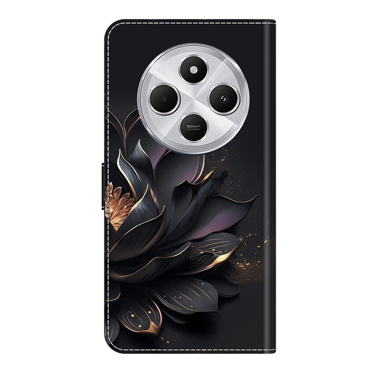 Phone Case For Xiaomi Redmi 14C 4G / 14R 5G / Poco C75 4G Magnetic Clasp 3D Pattern Leather Wallet Phone Cover - Purple Lotus