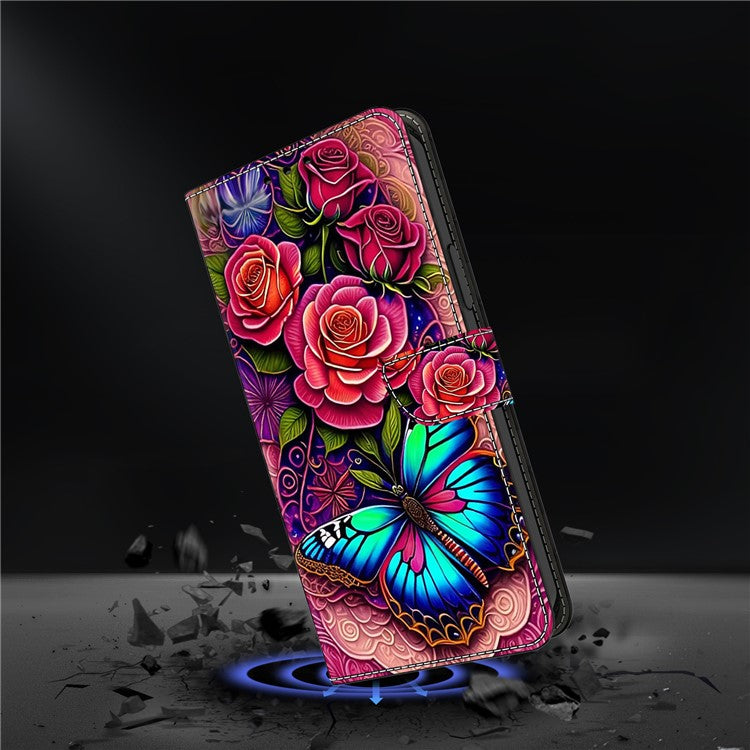 For Samsung Galaxy S25 Case PU Leather Wallet Phone Cover with Stand - Colorful Butterfly