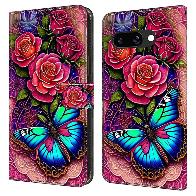 For Google Pixel 9a Case PU Leather Wallet Phone Cover with Stand - Colorful Butterfly