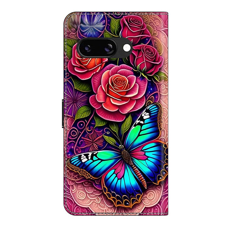 For Google Pixel 9a Case PU Leather Wallet Phone Cover with Stand - Colorful Butterfly