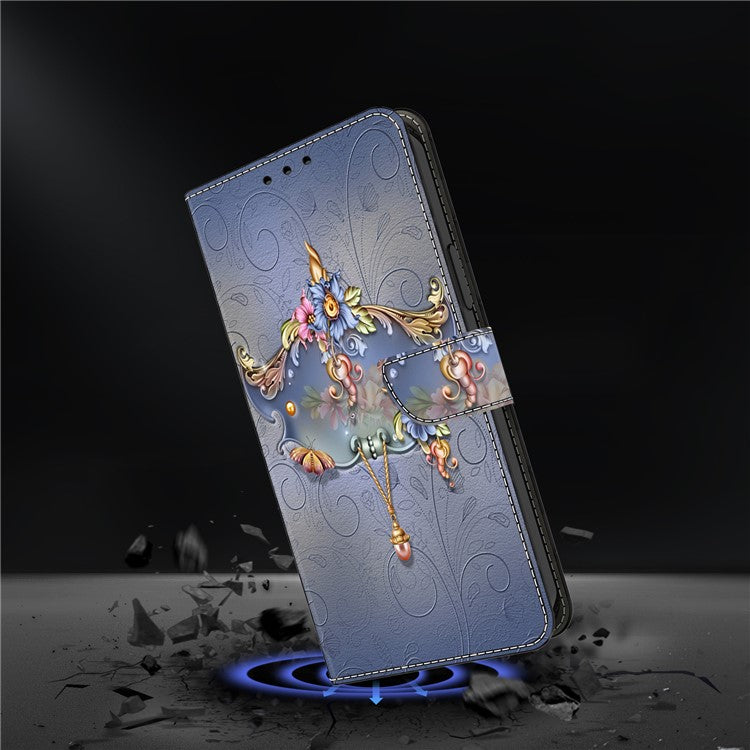 For Google Pixel 9a Case PU Leather Wallet Phone Cover with Stand - Carving Flower