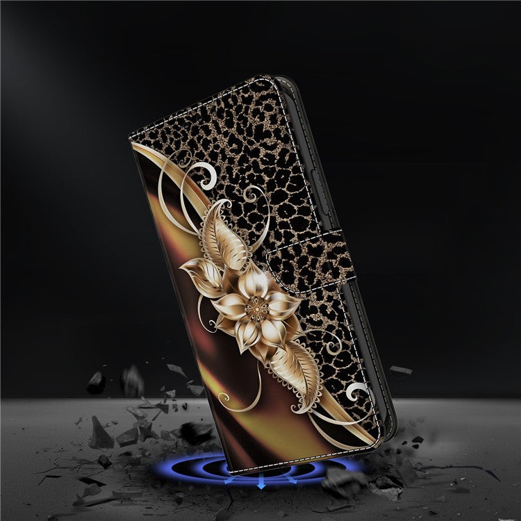 For Google Pixel 9a Case PU Leather Wallet Phone Cover with Stand - Metal Flower