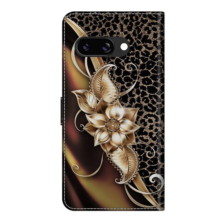 For Google Pixel 9a Case PU Leather Wallet Phone Cover with Stand - Metal Flower