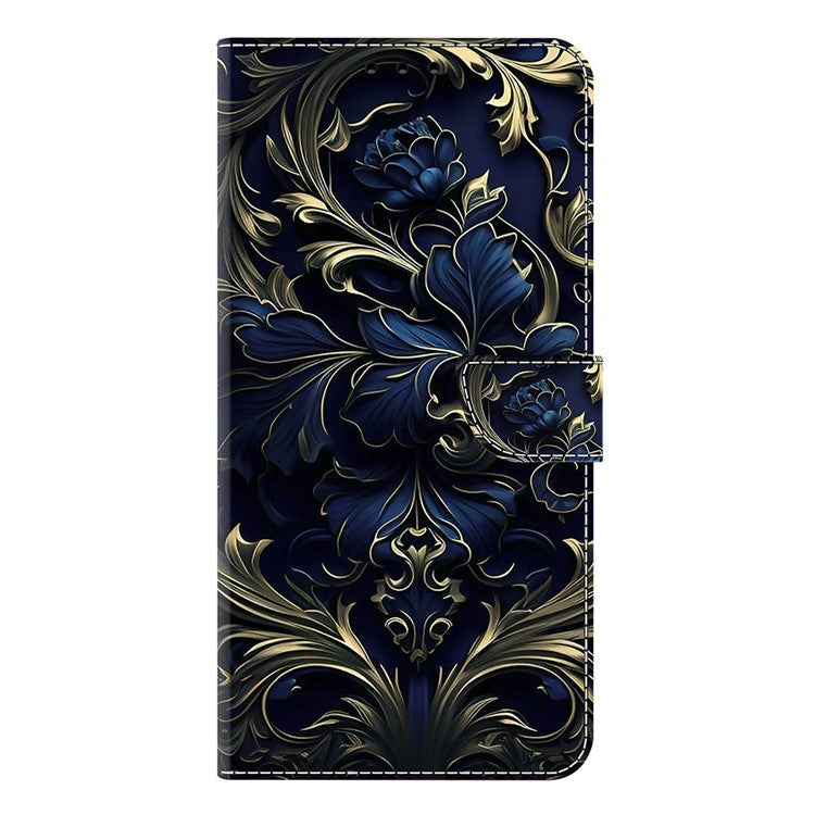 For Google Pixel 9a Case PU Leather Wallet Phone Cover with Stand - Blue Flower