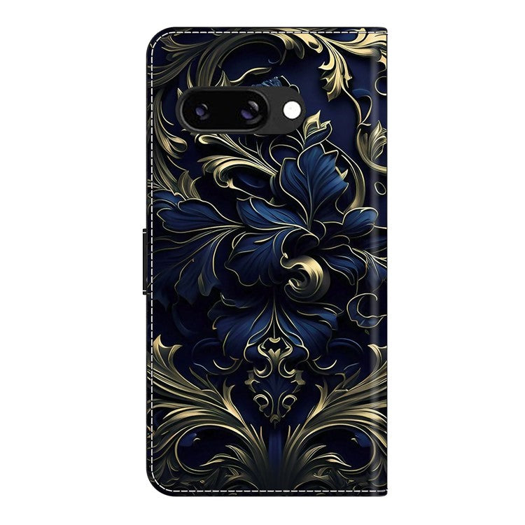 For Google Pixel 9a Case PU Leather Wallet Phone Cover with Stand - Blue Flower