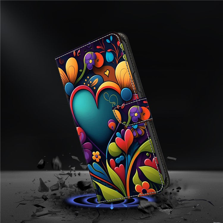 For Google Pixel 9a Case PU Leather Wallet Phone Cover with Stand - Paint Flower