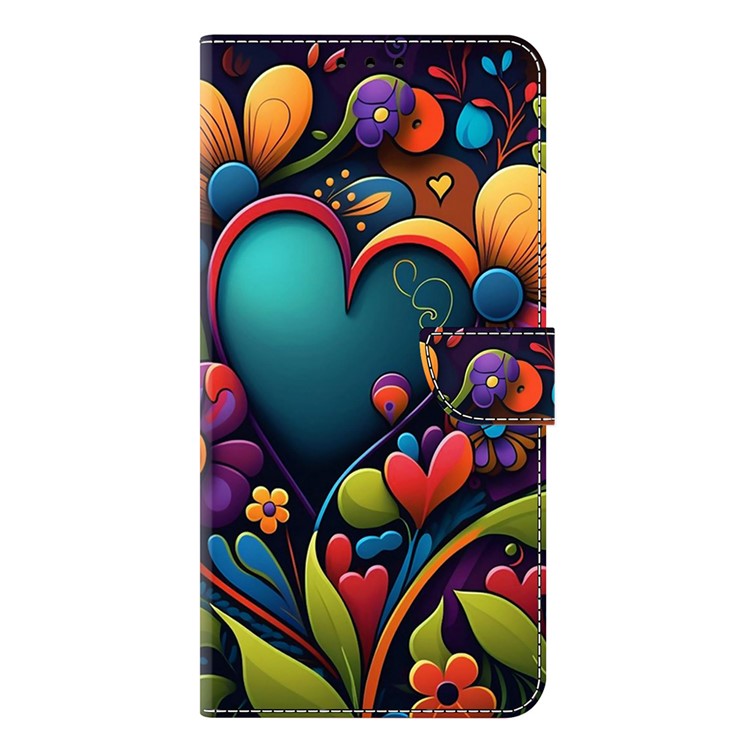 For Google Pixel 9a Case PU Leather Wallet Phone Cover with Stand - Paint Flower