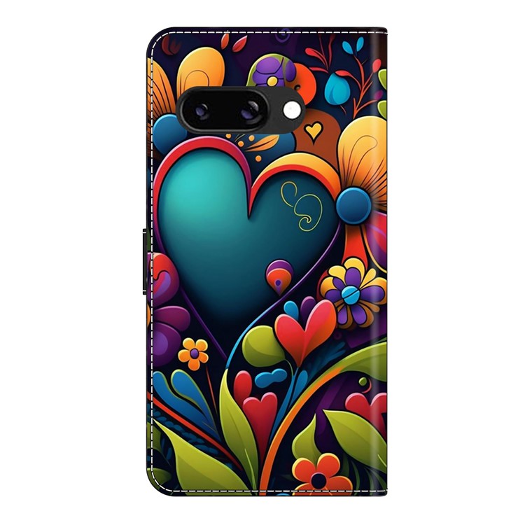 For Google Pixel 9a Case PU Leather Wallet Phone Cover with Stand - Paint Flower