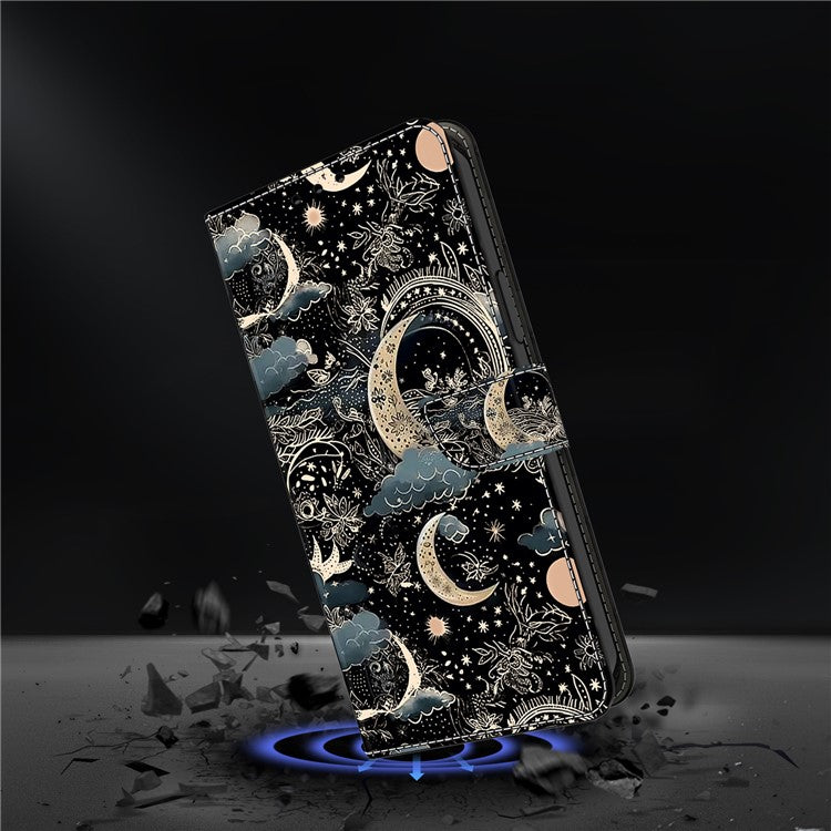 For Google Pixel 9a Case PU Leather Wallet Phone Cover with Stand - Moon