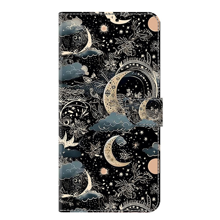 For Google Pixel 9a Case PU Leather Wallet Phone Cover with Stand - Moon