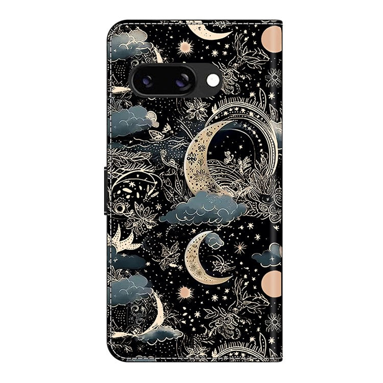 For Google Pixel 9a Case PU Leather Wallet Phone Cover with Stand - Moon