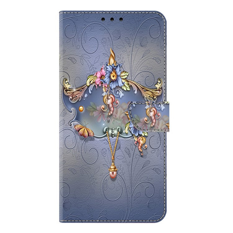 PU Leather Case For Xiaomi Redmi 14C 4G / 14R 5G / Poco C75 4G Wallet Phone Cover with Stand - Carving Flower