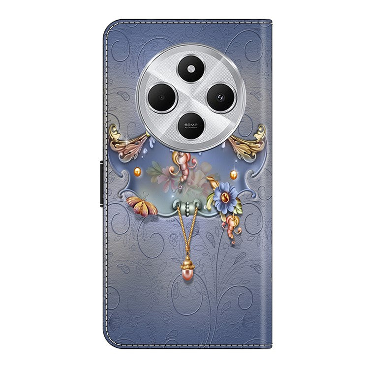 PU Leather Case For Xiaomi Redmi 14C 4G / 14R 5G / Poco C75 4G Wallet Phone Cover with Stand - Carving Flower