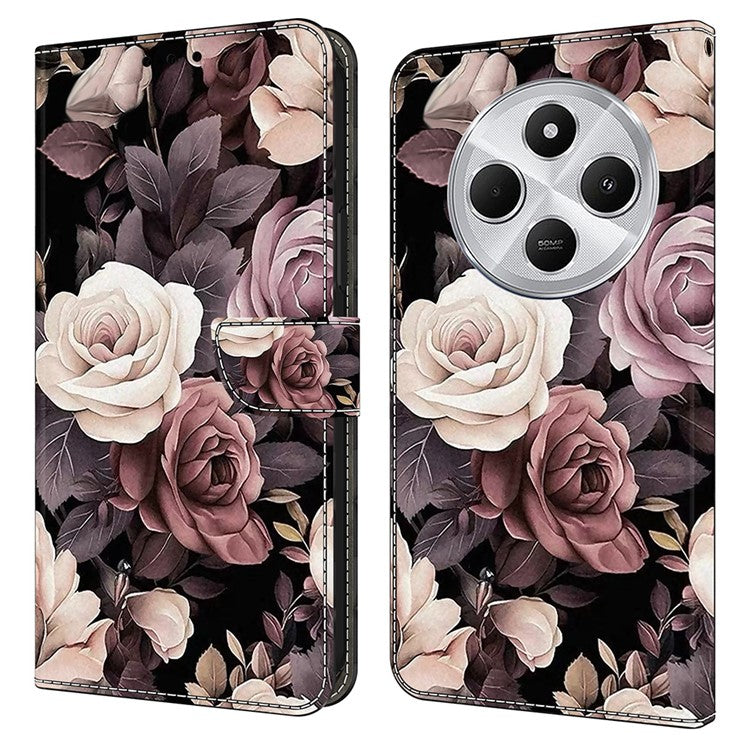 PU Leather Case For Xiaomi Redmi 14C 4G / 14R 5G / Poco C75 4G Wallet Phone Cover with Stand - Rose