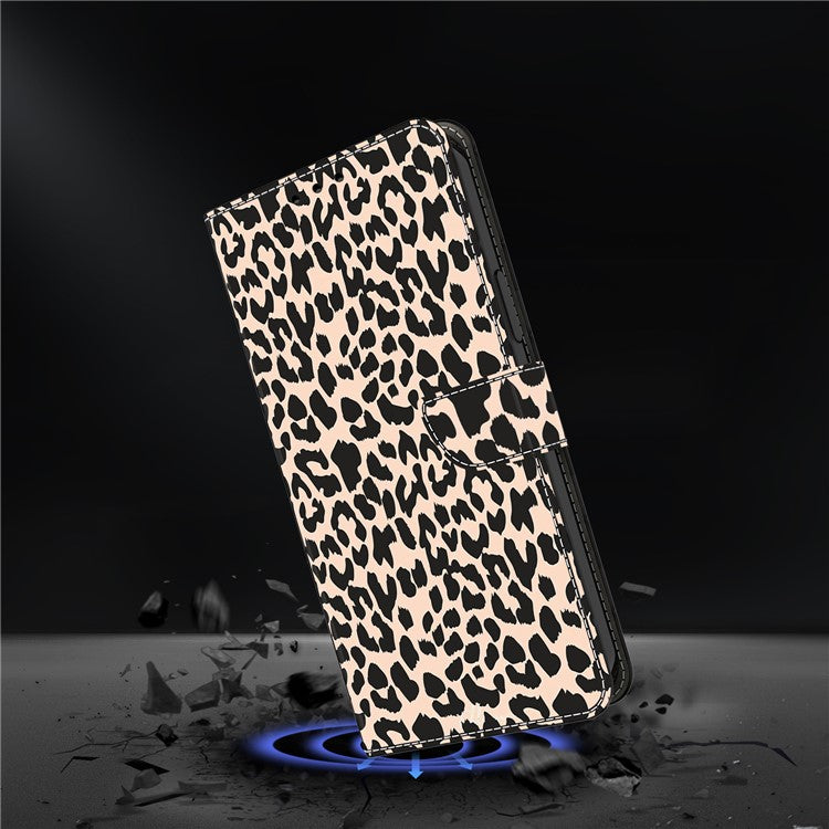 For Google Pixel 9a Case Pattern Printed Protective Cover TPU+PU Leather Flip Phone Case - Leopard Print