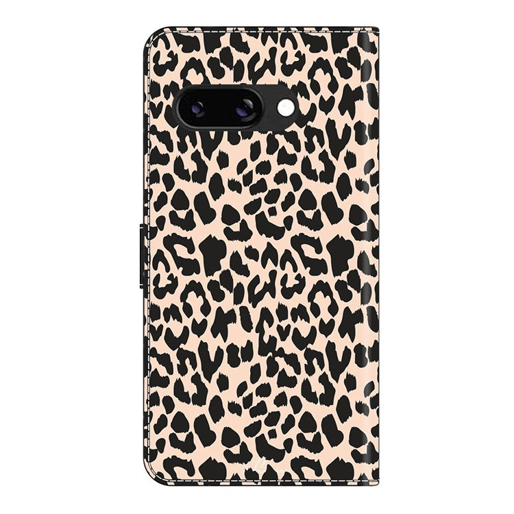 For Google Pixel 9a Case Pattern Printed Protective Cover TPU+PU Leather Flip Phone Case - Leopard Print