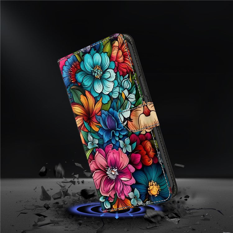 For Google Pixel 9a Case Pattern Printed Protective Cover TPU+PU Leather Flip Phone Case - Staphyllum