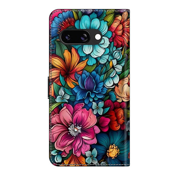 For Google Pixel 9a Case Pattern Printed Protective Cover TPU+PU Leather Flip Phone Case - Staphyllum