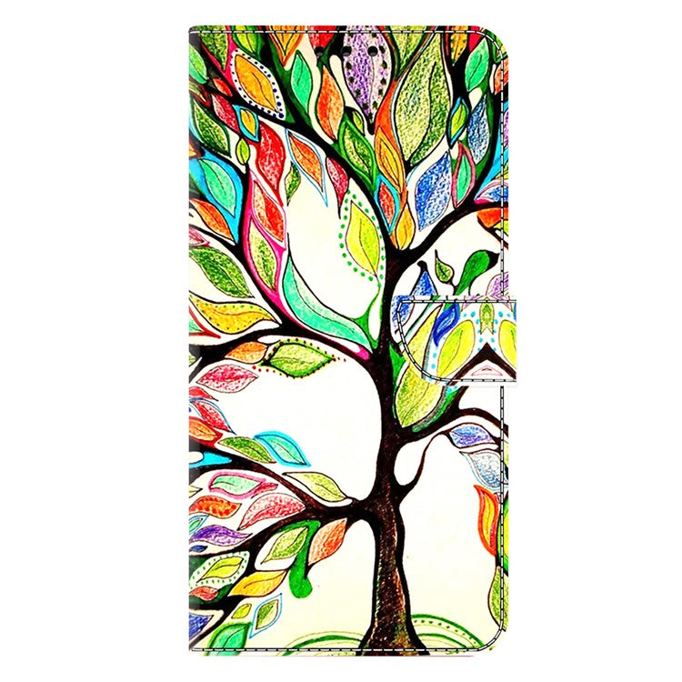 For Google Pixel 9a Case Pattern Printed Protective Cover TPU+PU Leather Flip Phone Case - Tree