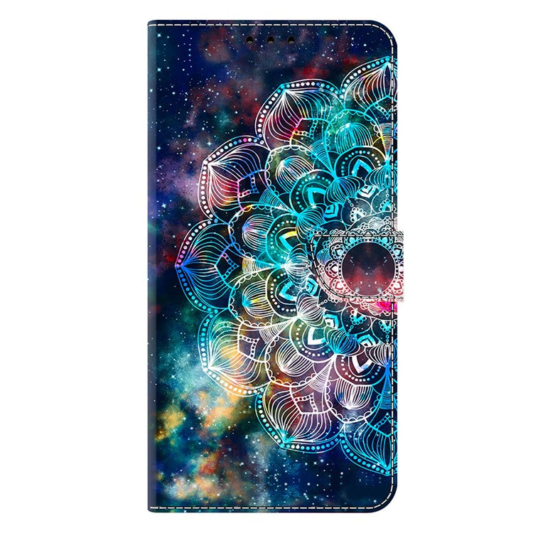 For Google Pixel 9a Case Pattern Printed Protective Cover TPU+PU Leather Flip Phone Case - Gyro Flower