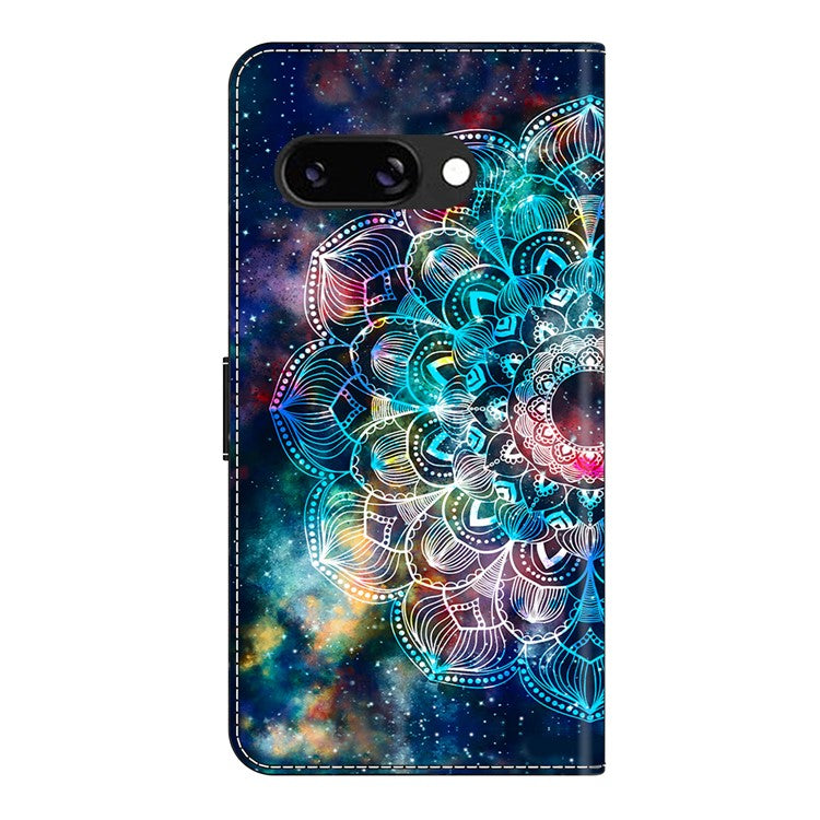 For Google Pixel 9a Case Pattern Printed Protective Cover TPU+PU Leather Flip Phone Case - Gyro Flower