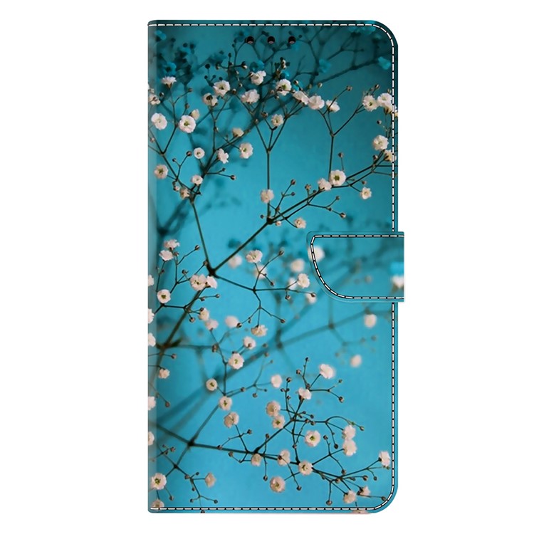 For Google Pixel 9a Case Pattern Printed Protective Cover TPU+PU Leather Flip Phone Case - Flower Branch