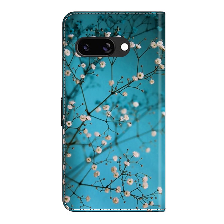 For Google Pixel 9a Case Pattern Printed Protective Cover TPU+PU Leather Flip Phone Case - Flower Branch