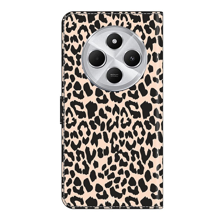 TPU+PU Leather Flip Phone Case For Xiaomi Redmi 14C 4G / 14R 5G / Poco C75 4G Pattern Printed Protective Cover - Leopard Print