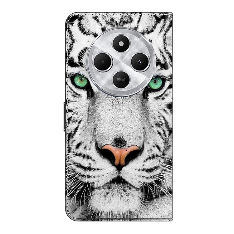 TPU+PU Leather Flip Phone Case For Xiaomi Redmi 14C 4G / 14R 5G / Poco C75 4G Pattern Printed Protective Cover - Tiger Face