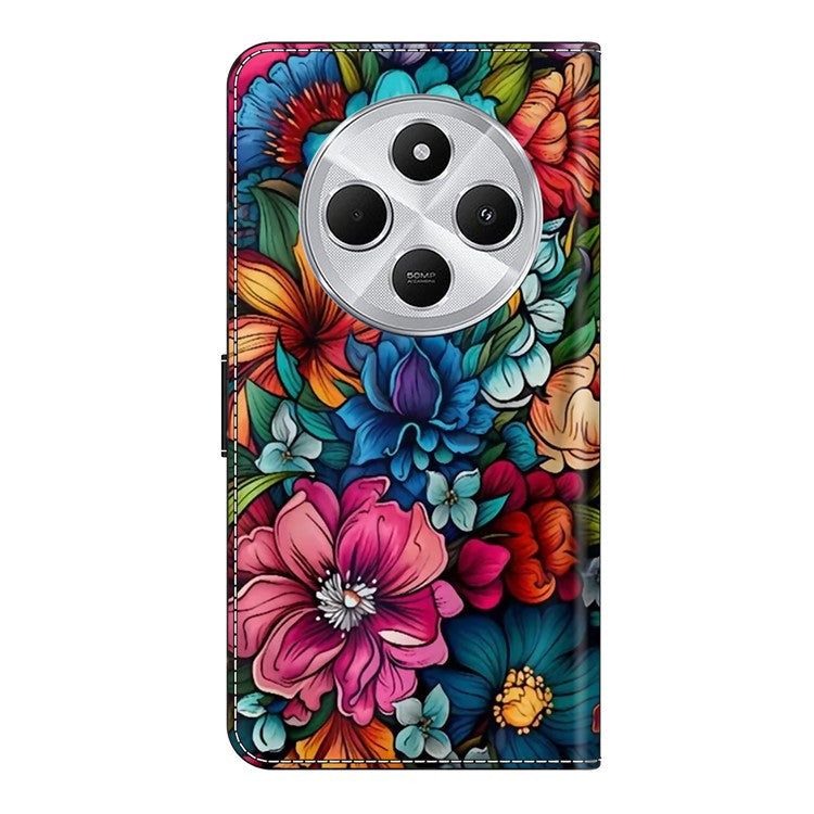 TPU+PU Leather Flip Phone Case For Xiaomi Redmi 14C 4G / 14R 5G / Poco C75 4G Pattern Printed Protective Cover - Staphyllum