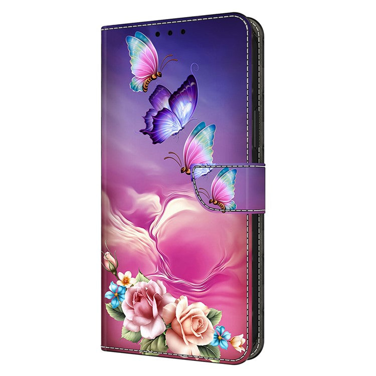 TPU+PU Leather Flip Phone Case For Xiaomi Redmi 14C 4G / 14R 5G / Poco C75 4G Pattern Printed Protective Cover - Butterfly Flower