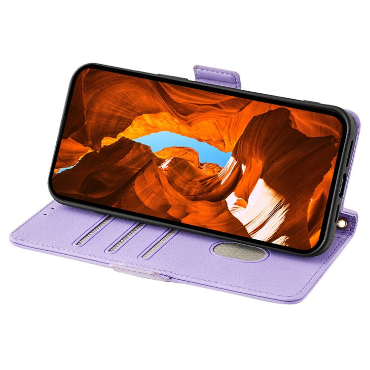 Leather Wallet Case For Xiaomi Redmi 14C 4G / 14R 5G / Poco C75 4G RFID Blocking Stand Cover with Hand Strap - Purple