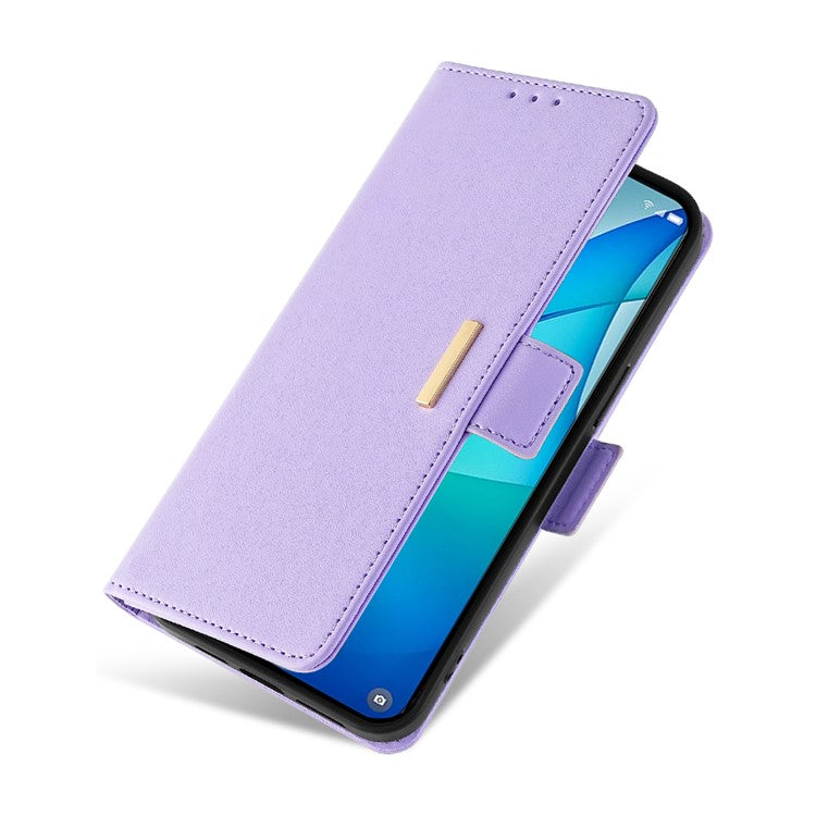 Leather Wallet Case For Xiaomi Redmi 14C 4G / 14R 5G / Poco C75 4G RFID Blocking Stand Cover with Hand Strap - Purple