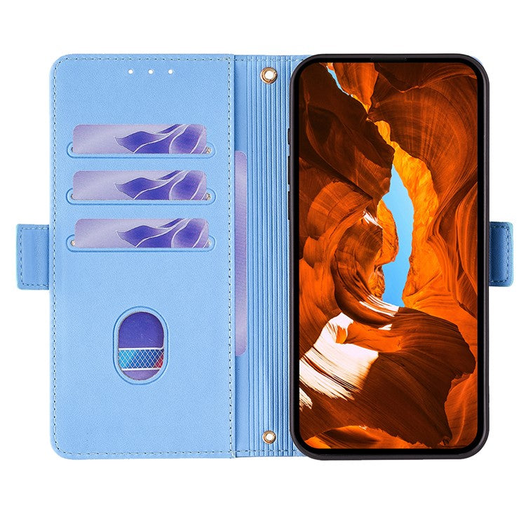 Leather Wallet Case For Xiaomi Redmi 14C 4G / 14R 5G / Poco C75 4G RFID Blocking Stand Cover with Hand Strap - Blue