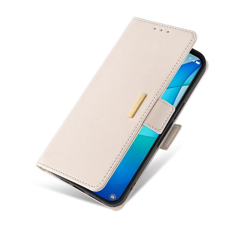 Leather Wallet Case For Xiaomi Redmi 14C 4G / 14R 5G / Poco C75 4G RFID Blocking Stand Cover with Hand Strap - White