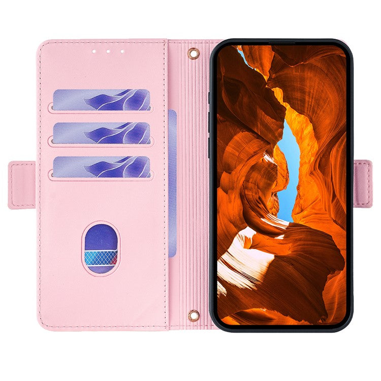 Leather Wallet Case For Xiaomi Redmi 14C 4G / 14R 5G / Poco C75 4G RFID Blocking Stand Cover with Hand Strap - Pink