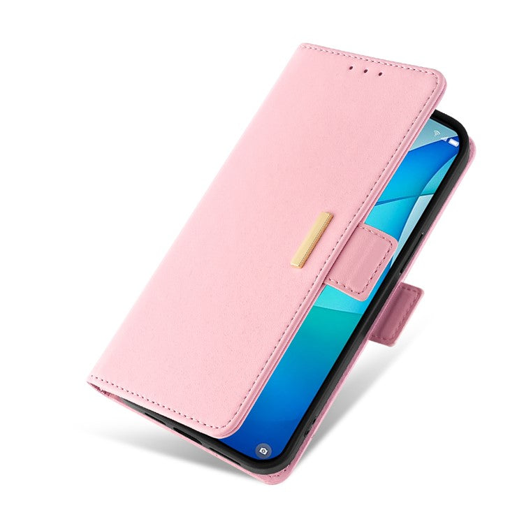 Leather Wallet Case For Xiaomi Redmi 14C 4G / 14R 5G / Poco C75 4G RFID Blocking Stand Cover with Hand Strap - Pink