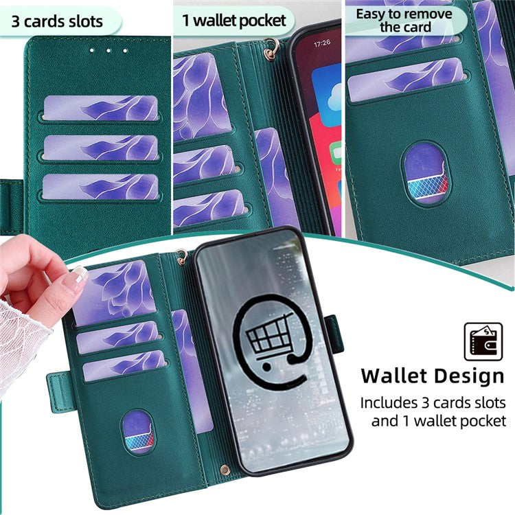 For Xiaomi Redmi Note 14 5G Leather Wallet Case RFID Blocking Stand Cover with Hand Strap - Green