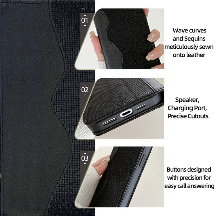 Leather Case For Xiaomi Redmi 14C 4G / 14R 5G / Poco C75 4G Wallet Stand Phone Cover with RFID Blocking - Black