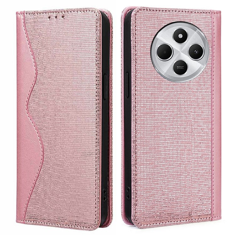 Leather Case For Xiaomi Redmi 14C 4G / 14R 5G / Poco C75 4G Wallet Stand Phone Cover with RFID Blocking - Rose Gold