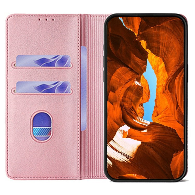 Leather Case For Xiaomi Redmi 14C 4G / 14R 5G / Poco C75 4G Wallet Stand Phone Cover with RFID Blocking - Rose Gold