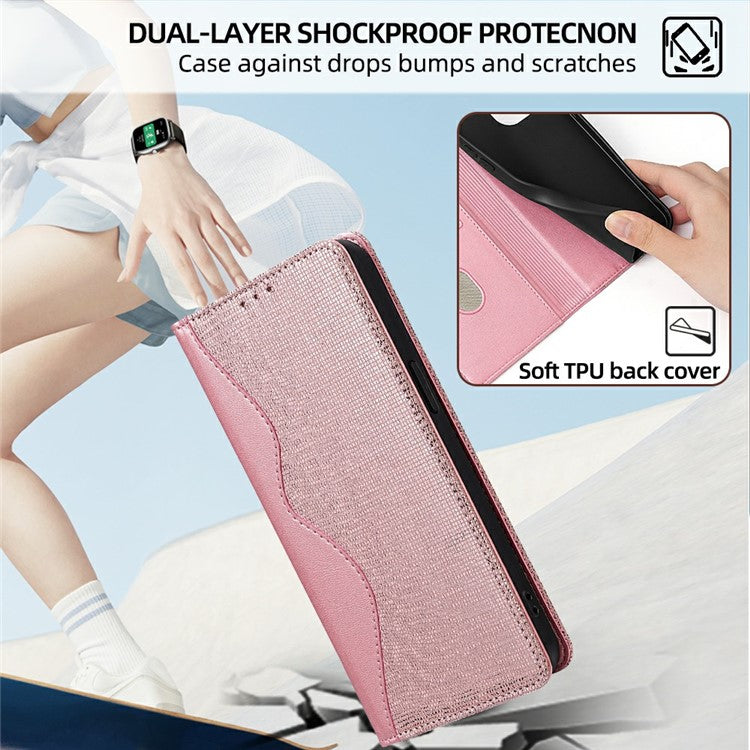 Leather Case For Xiaomi Redmi 14C 4G / 14R 5G / Poco C75 4G Wallet Stand Phone Cover with RFID Blocking - Rose Gold